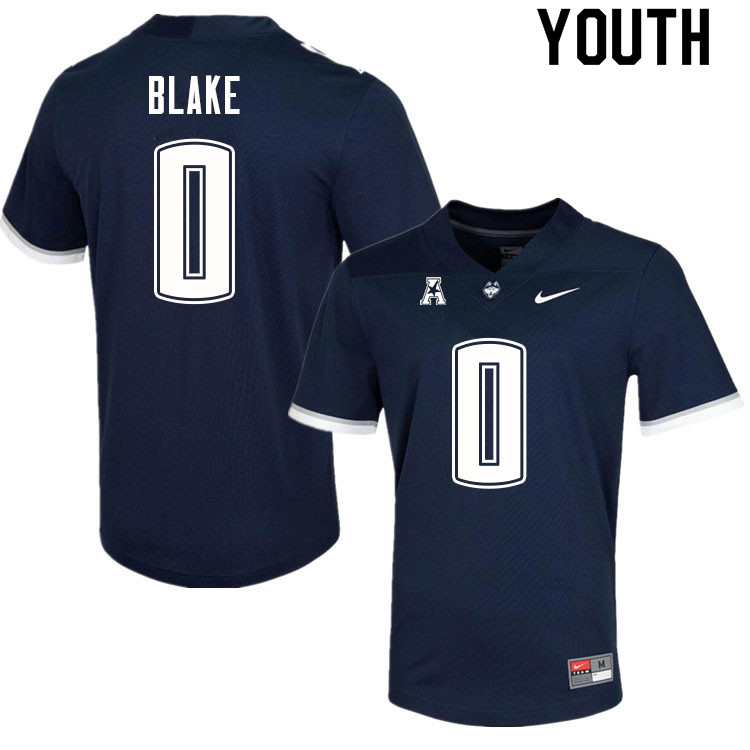 Youth #0 Reyan Blake Uconn Huskies College Football Jerseys Sale-Navy